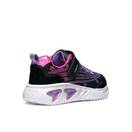 GEOX ASSISTER ΠΑΙΔΙΚΑ SNEAKERS ΑΝΑΤΟΜΙΚΑ ΜΕ ΦΩΤΑΚΙΑ ΜΑΥΡΑ  J56E9B0ASKNC0922 